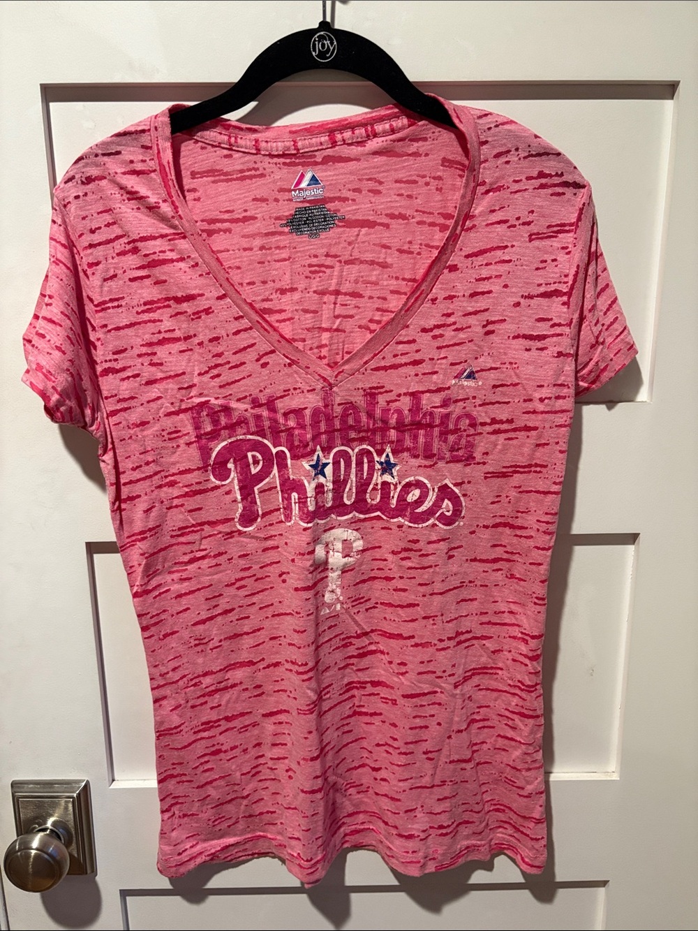 Majestic Pink Philadelphia Phillies V-Neck Tee